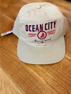 Ocean City Maryland Strapback Hat Beige NWT